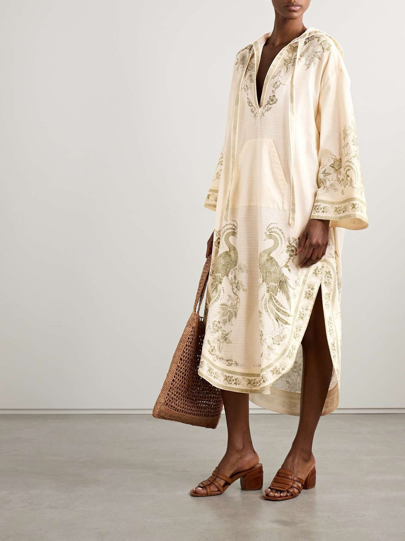 Zimmermann Ascension hooded printed cotton-voile midi dress Cream outlook