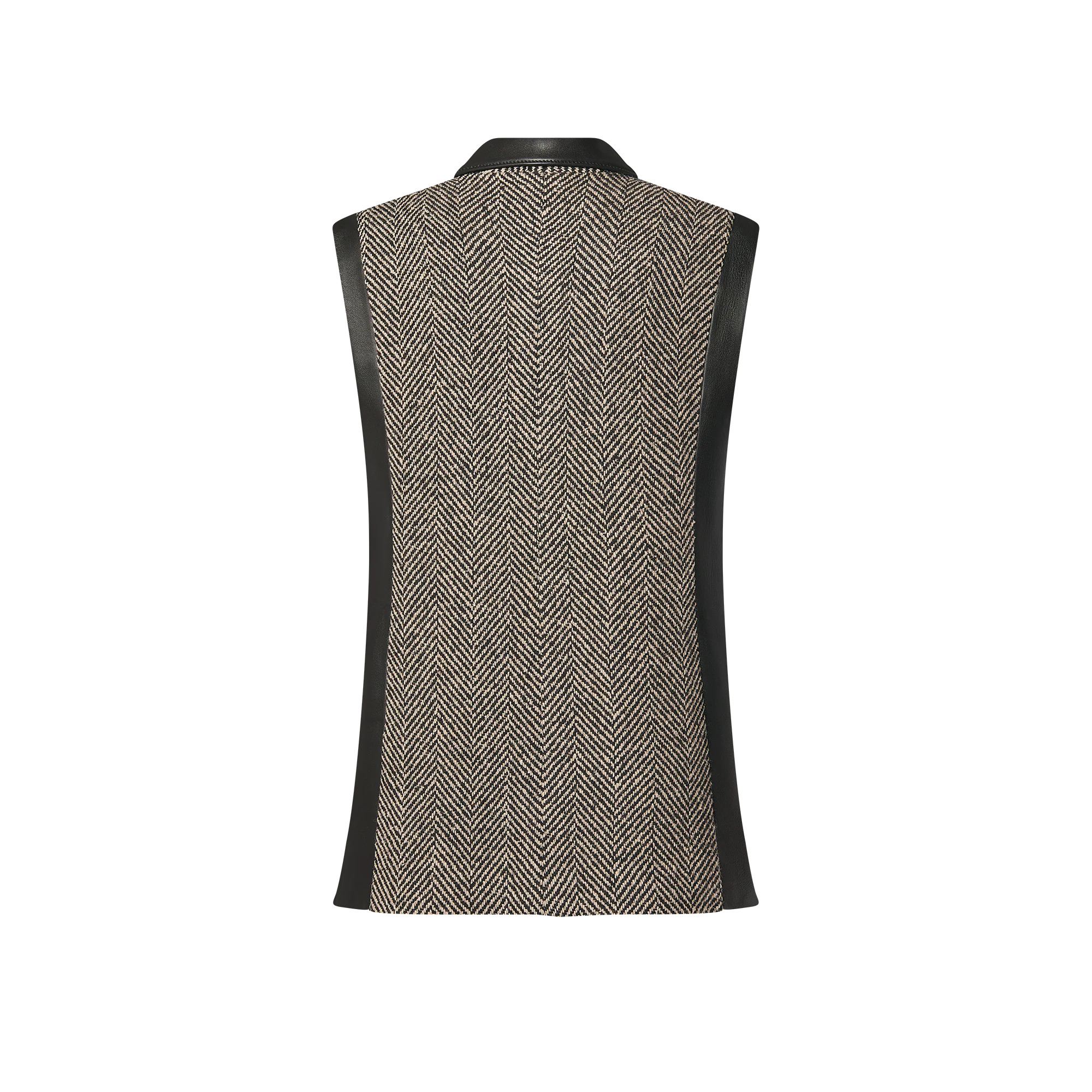 Leather Accent Sleeveless Blazer - 3