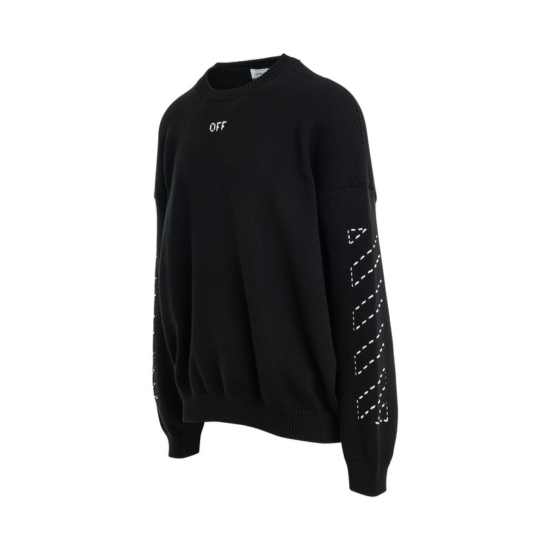 Off-White Stitch Diagonal Arrow Knit Sweater in Black/Cream outlook