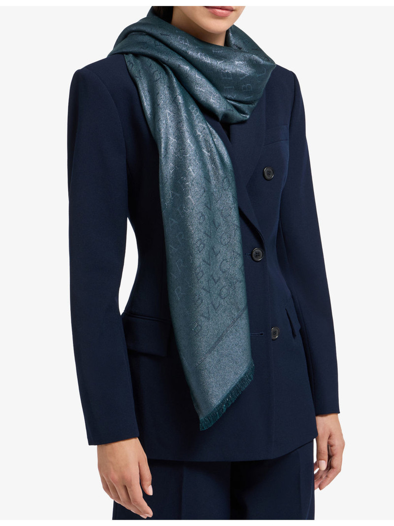 BVLGARI Lettere Maxi Metal Silk and Wool-Blend Stole outlook