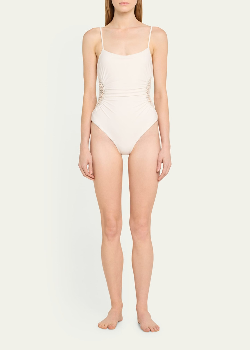 SIMKHAI Elliot Macrame Inset One-Piece Swimsuit outlook