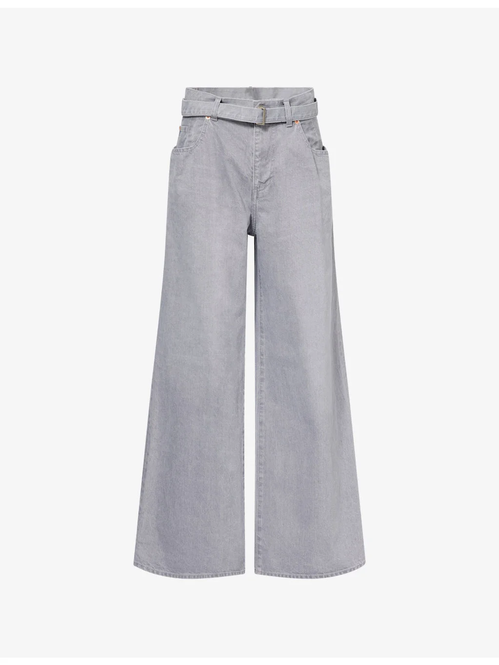 Belted Wide-Leg Denim Jeans - 1