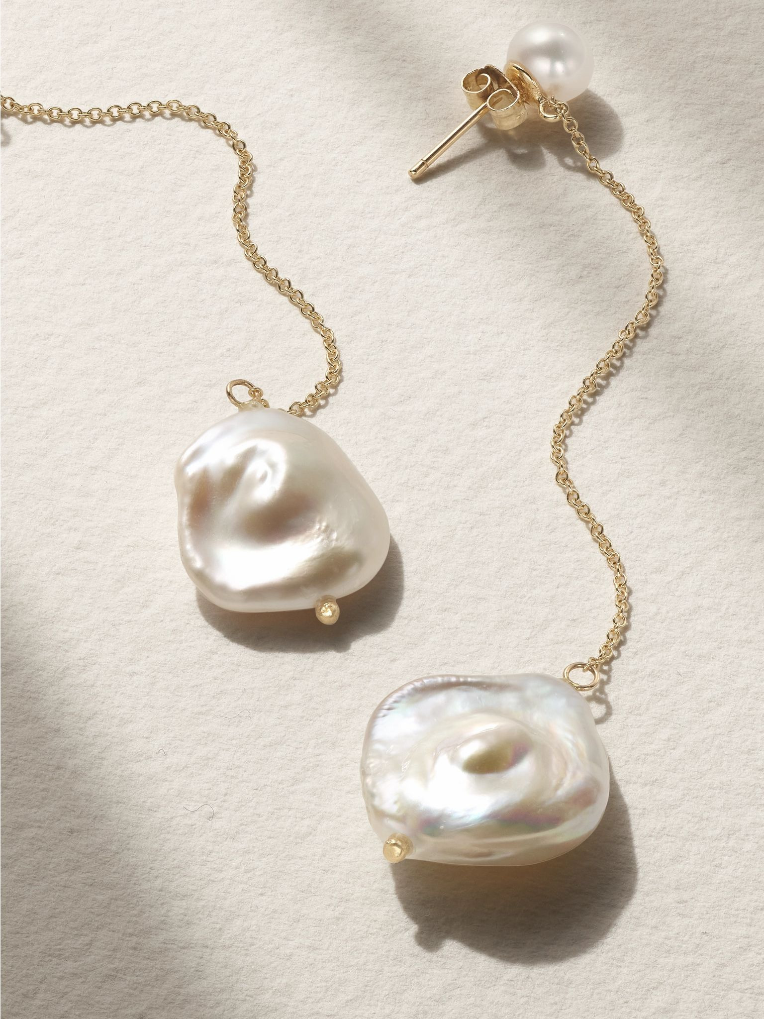 Duality 14-karat gold pearl earrings Off-white - 3