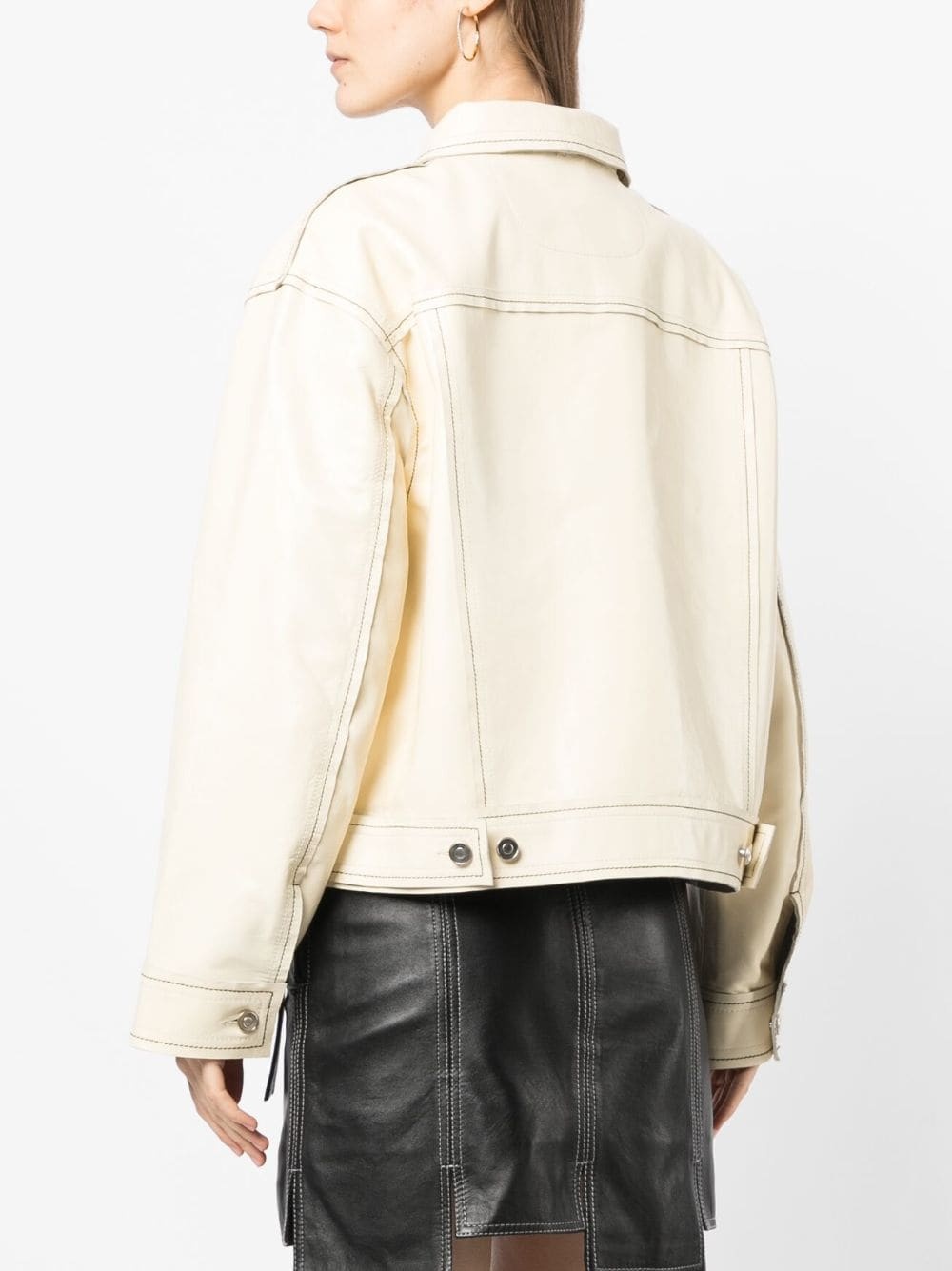 Jean oversized leather jacket - 4