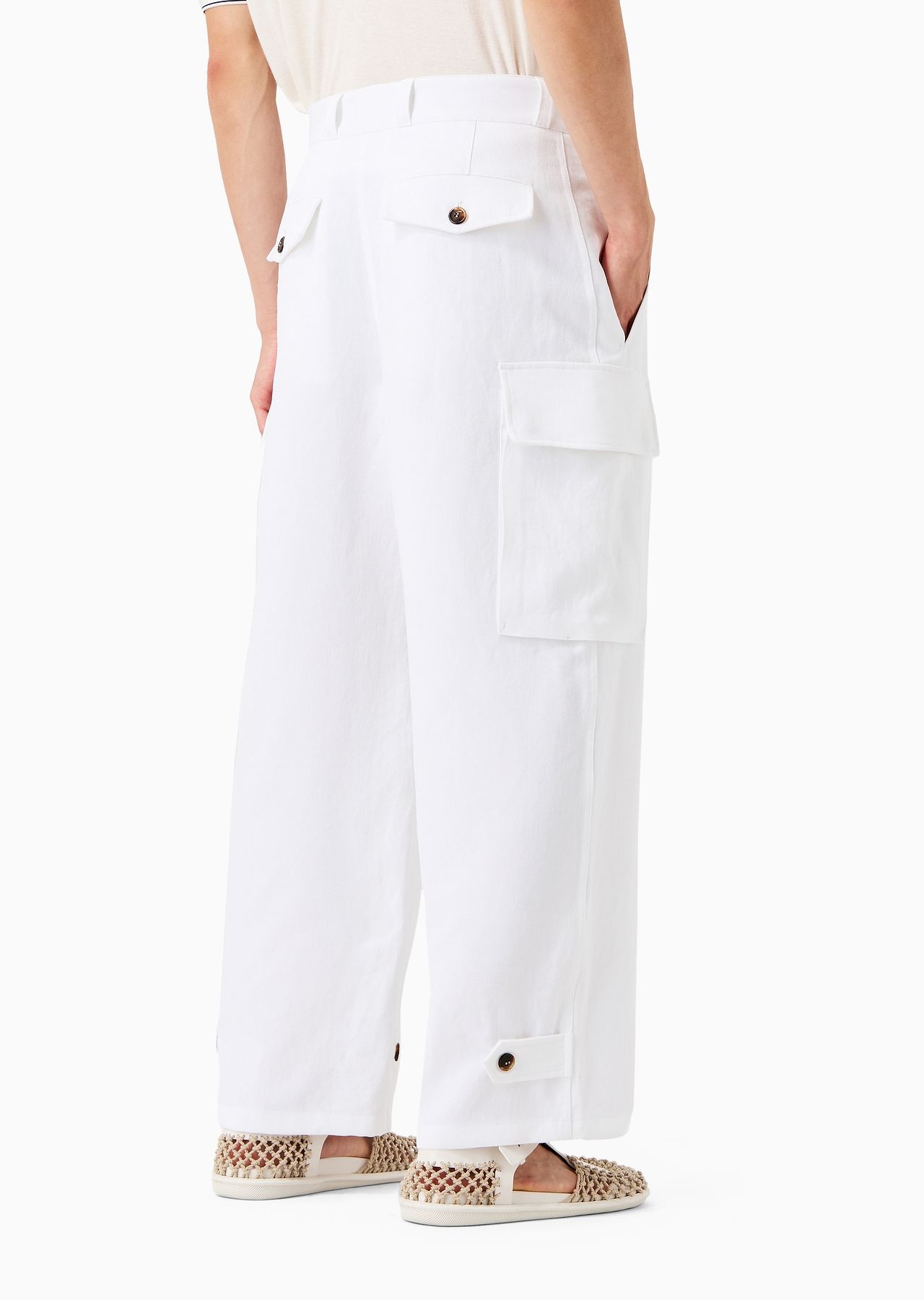 Linen cargo trousers - 3