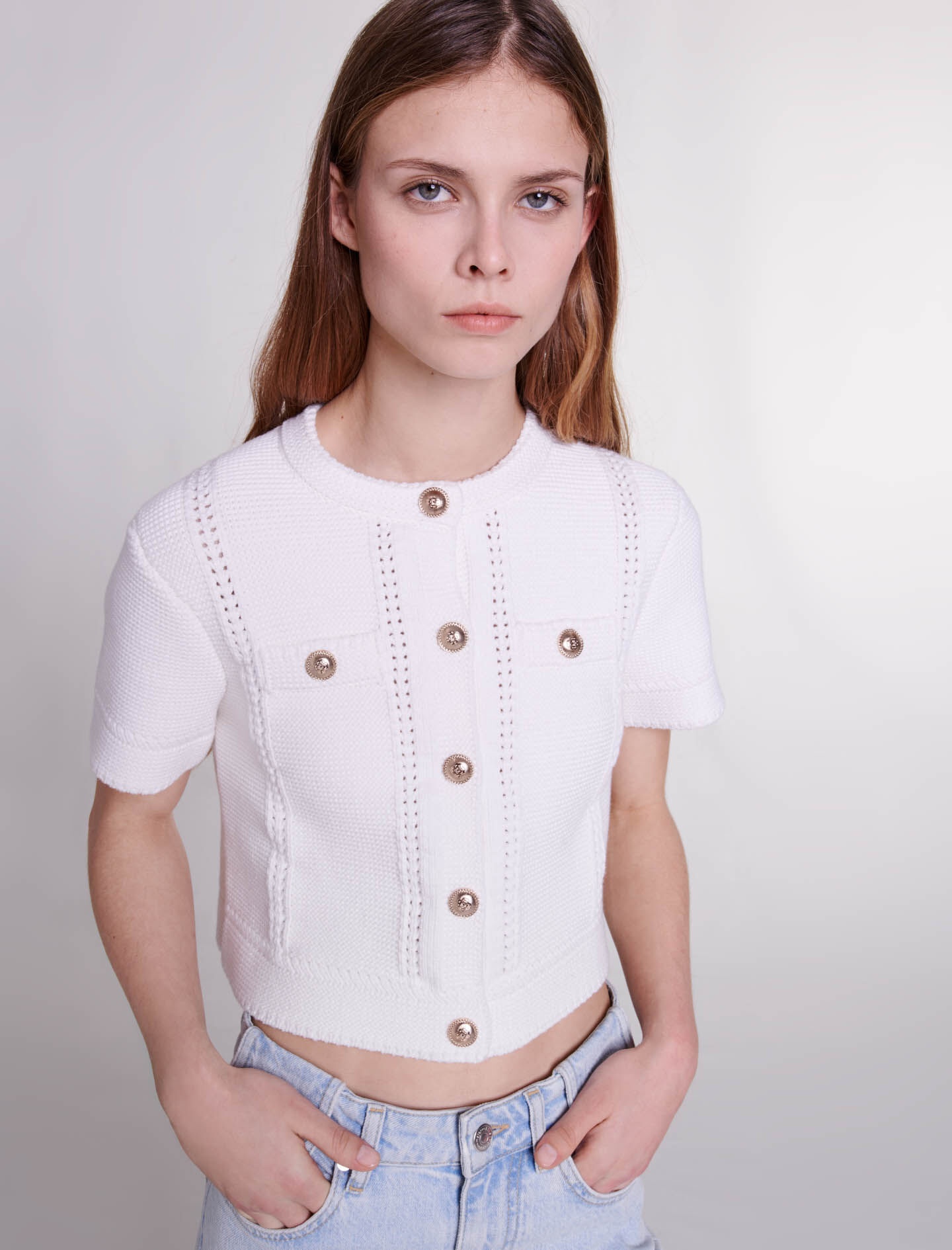 Short-sleeved knit cardigan - 3