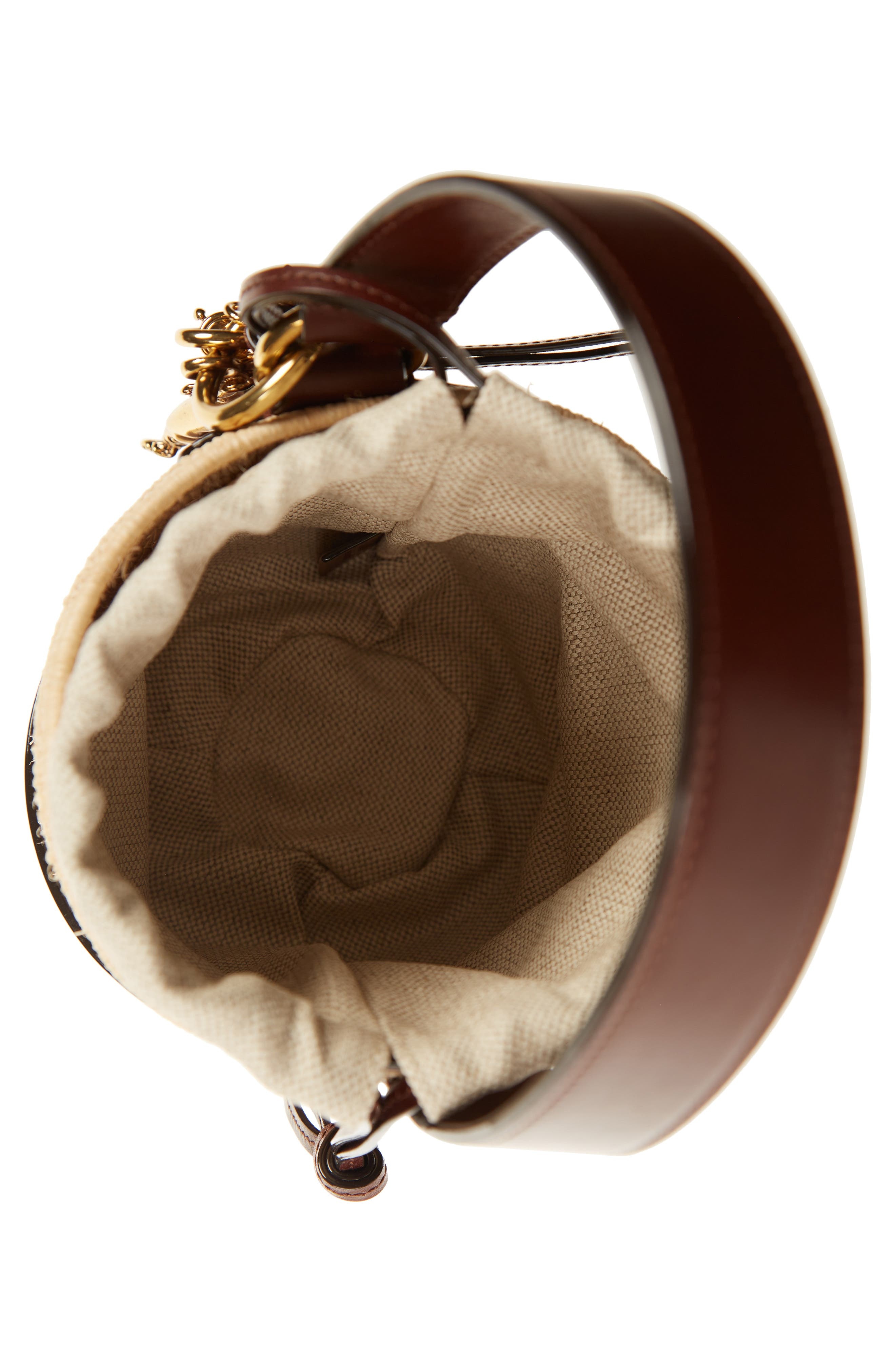 Chloé Small Kerala Straw & Leather Bucket Bag in Dark Ebony at Nordstrom - 4