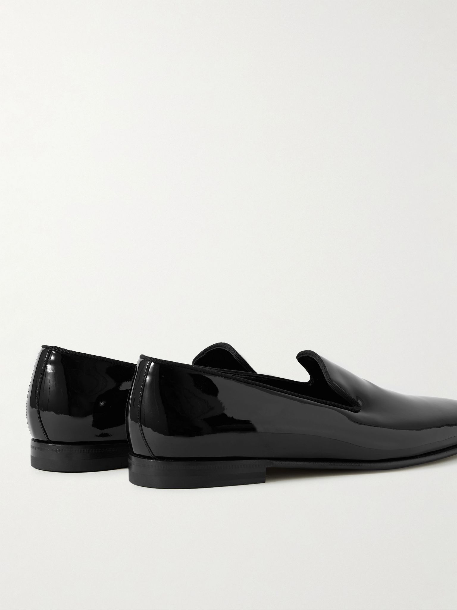 Mario Grosgrain-Trimmed Patent-Leather Loafers Black - 4