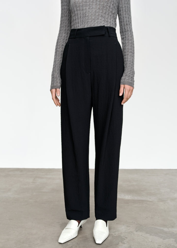 Deep pleat crepe trousers black - 3