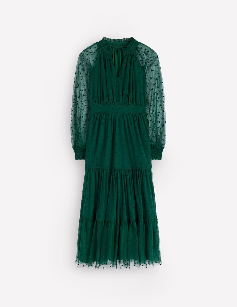 Lucille Tulle Midi Dress-Emerald Night 1
