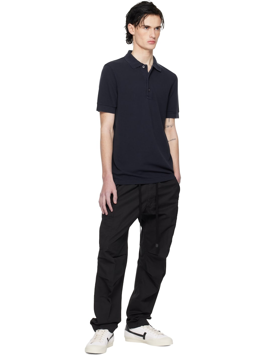 Navy Three-Button Polo - 4