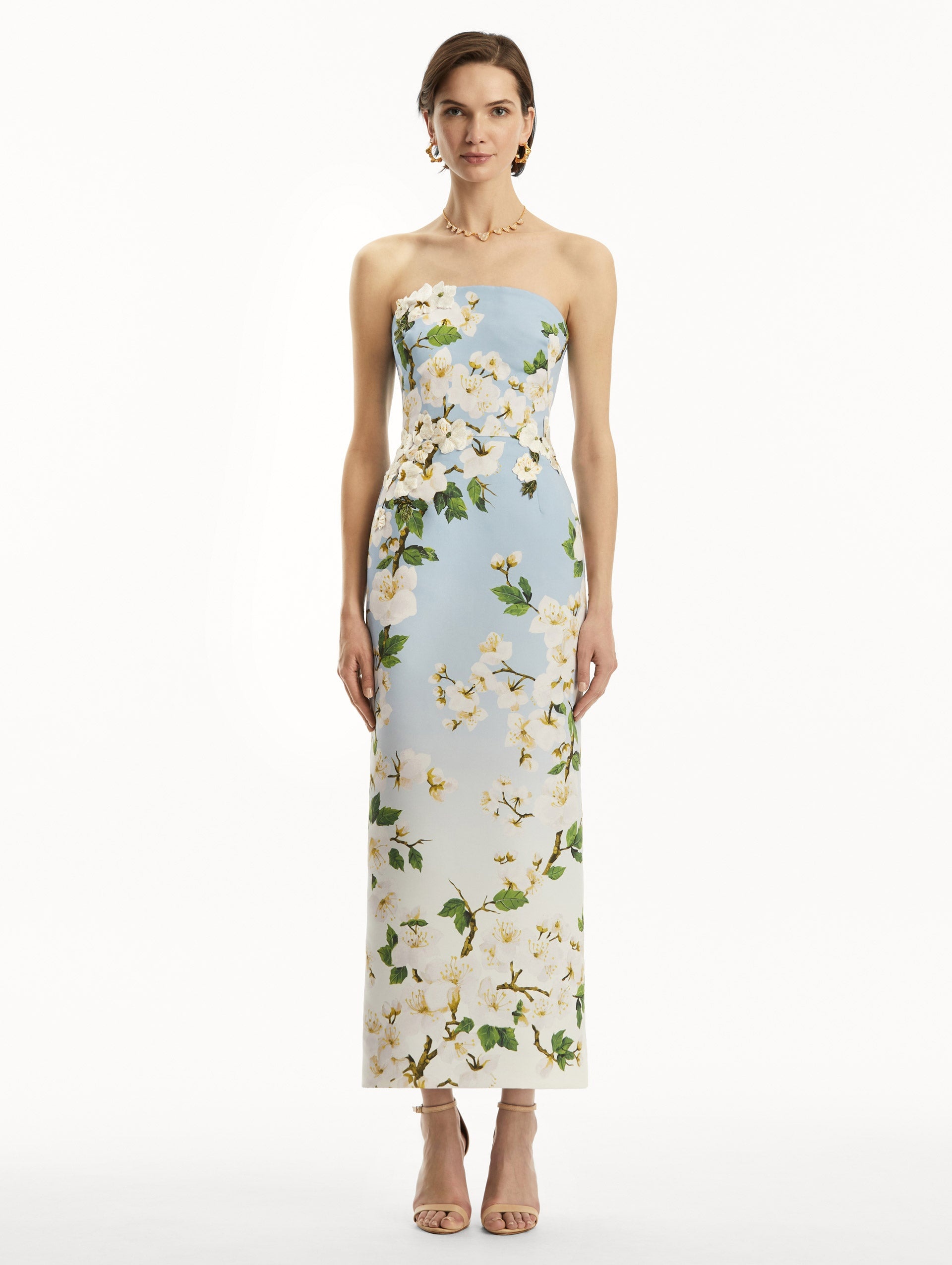 OMBRÉ CHERRY BLOSSOM STRAPLESS GOWN - 2