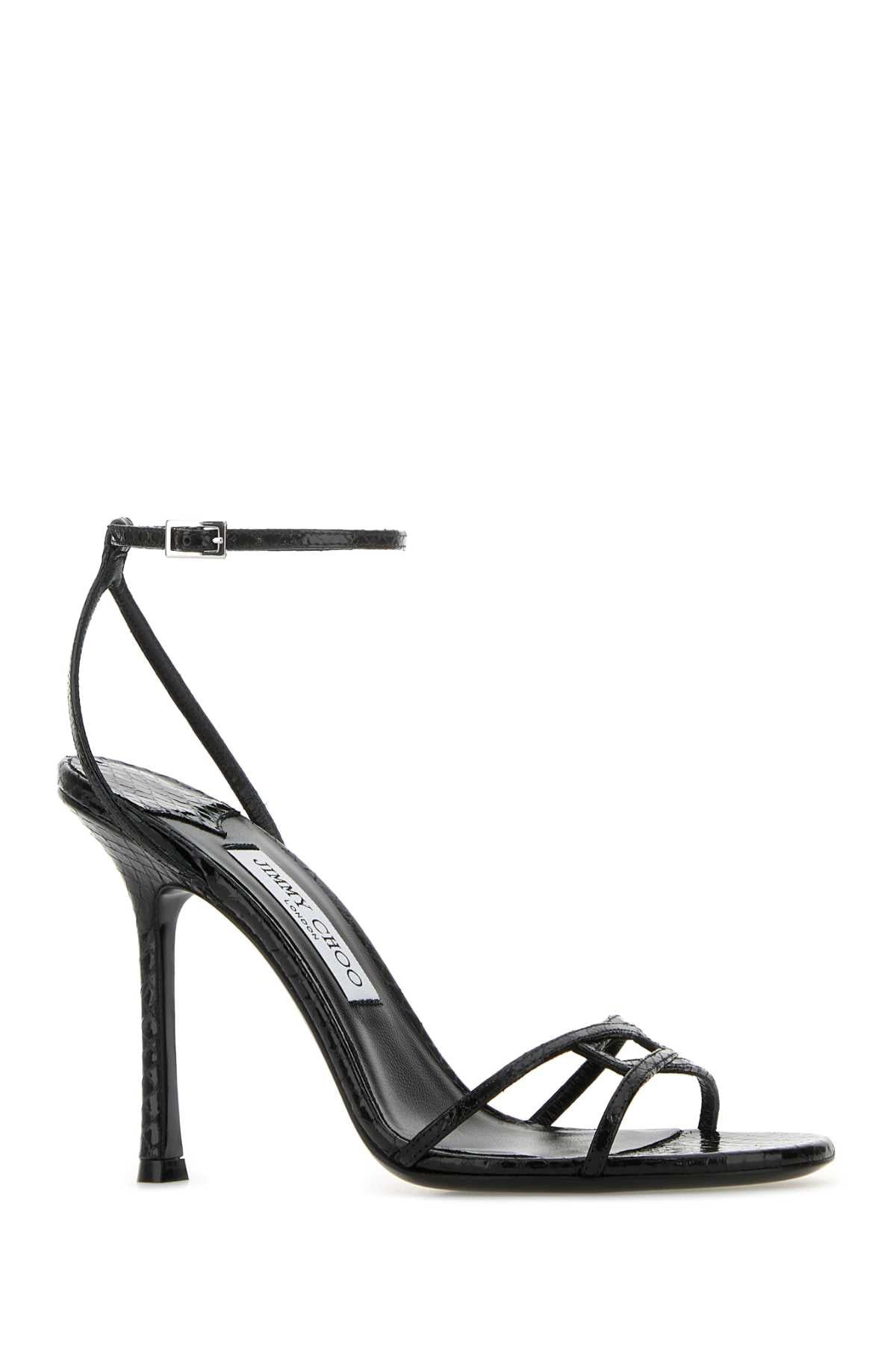 Jimmy Choo Women Black Leather Leo 100 Sandals - 2