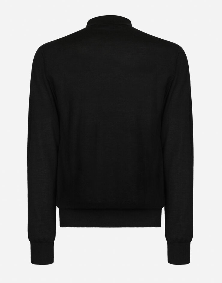 Cashmere polo-style sweater with DG logo embroidery - 2