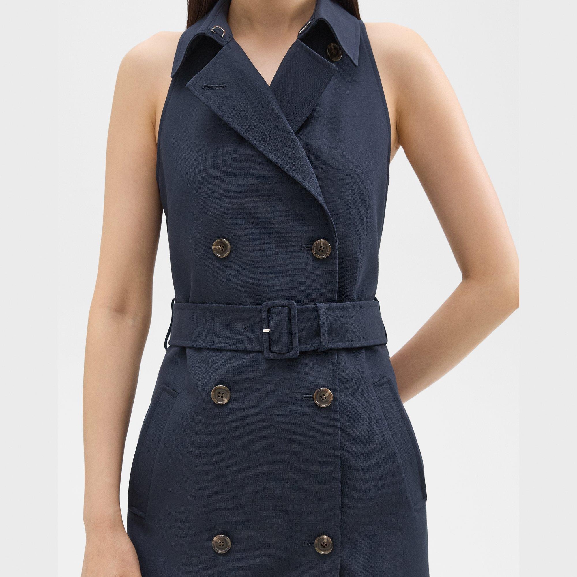 Halter Trench Dress in Good Wool - 5
