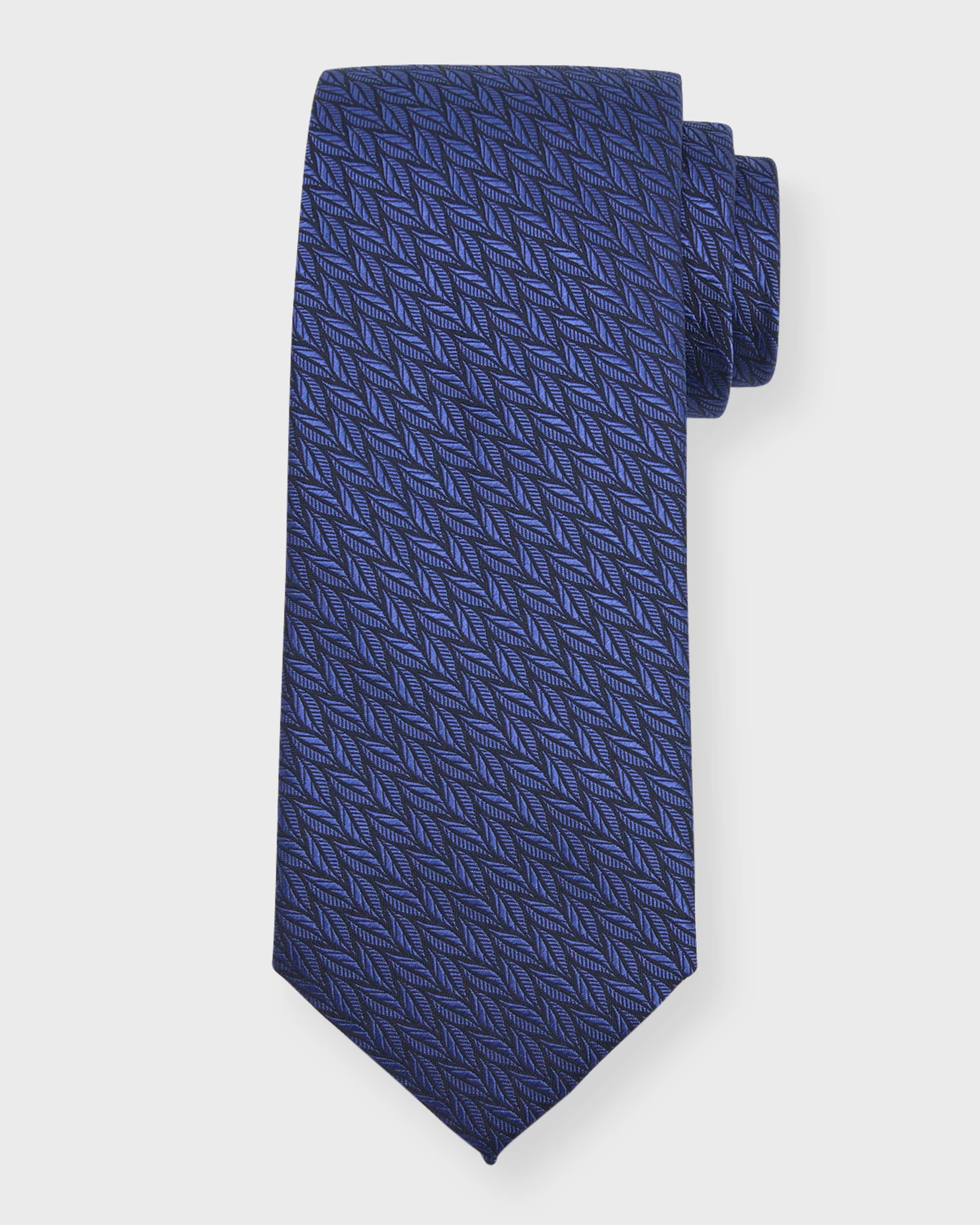 Men's Woven Leaves Silk Tie - 1