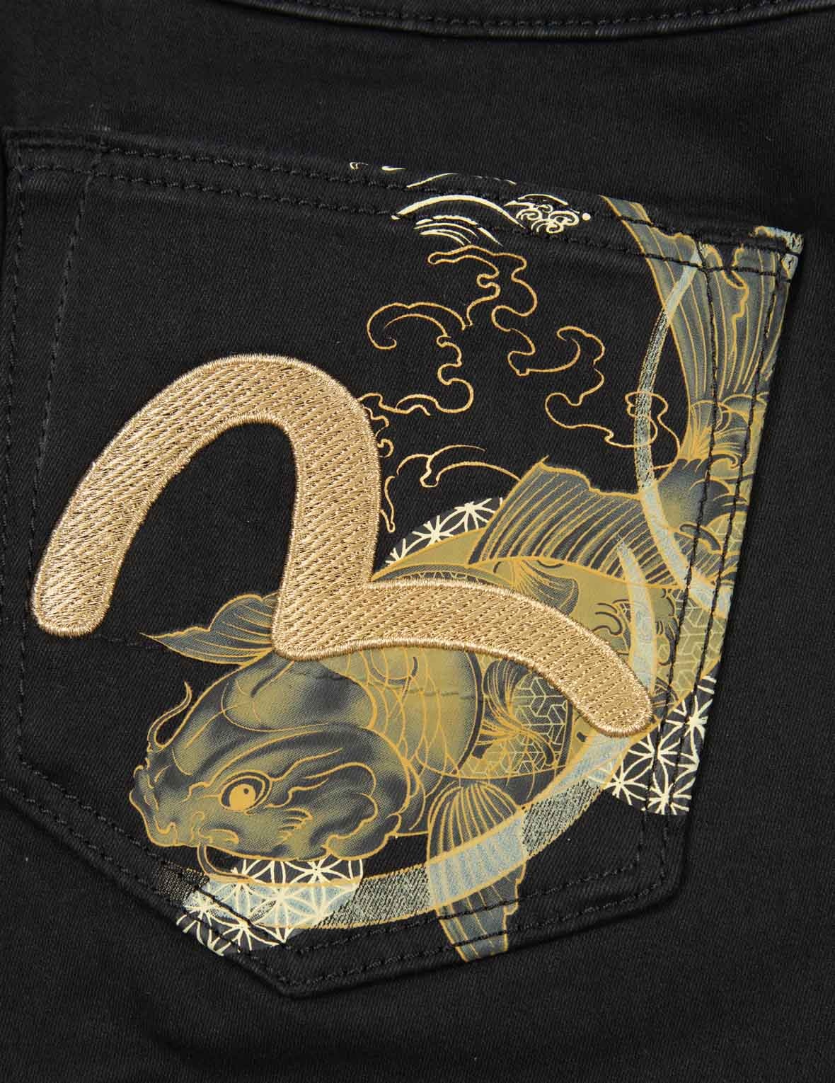 KOI PRINT AND SEAGULL EMBROIDERY SUPER HIGH-WAIST SKINNY JEANS - 7