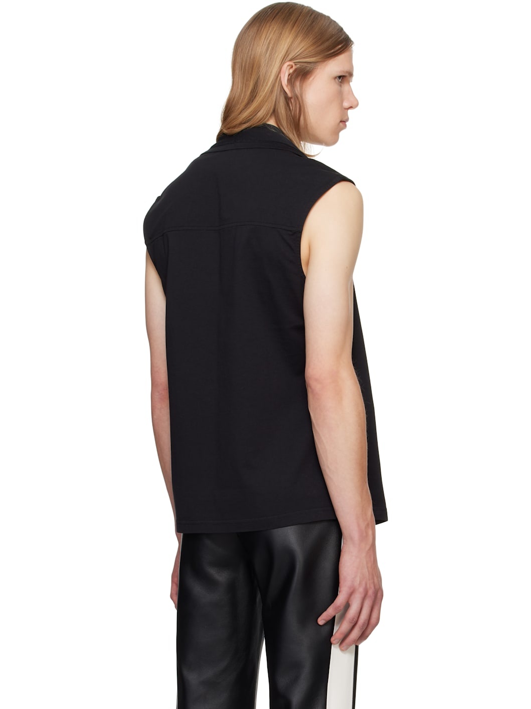 Black Draped Tank Top - 3