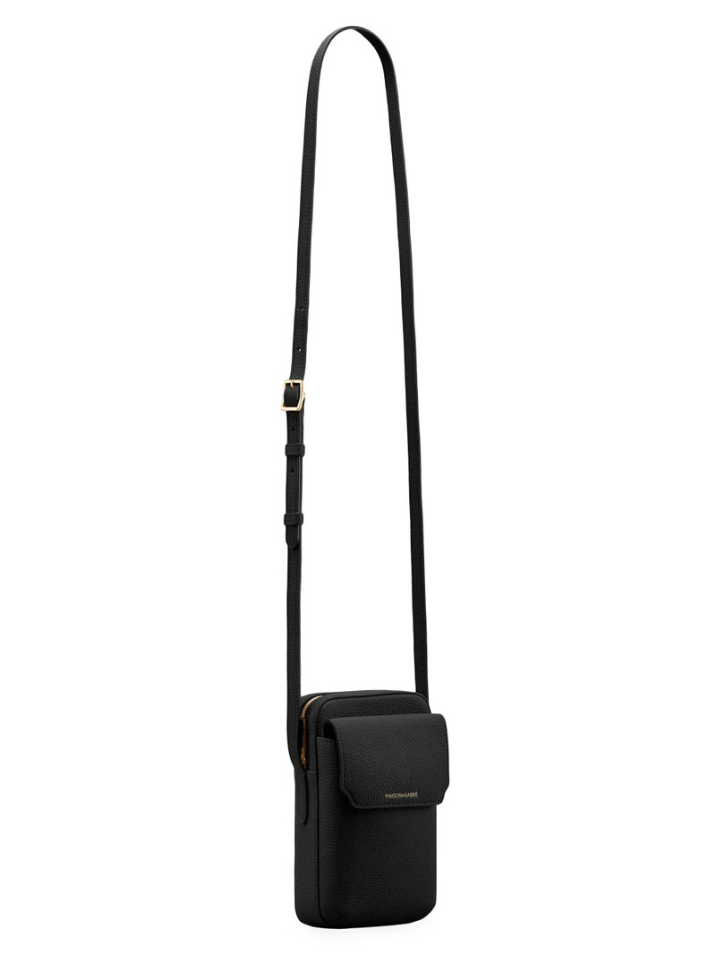 Leather Zip Phone Pouch - Black Caviar 1