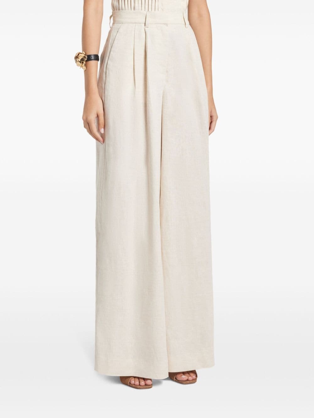 Sasha linen wide-leg trousers - 3