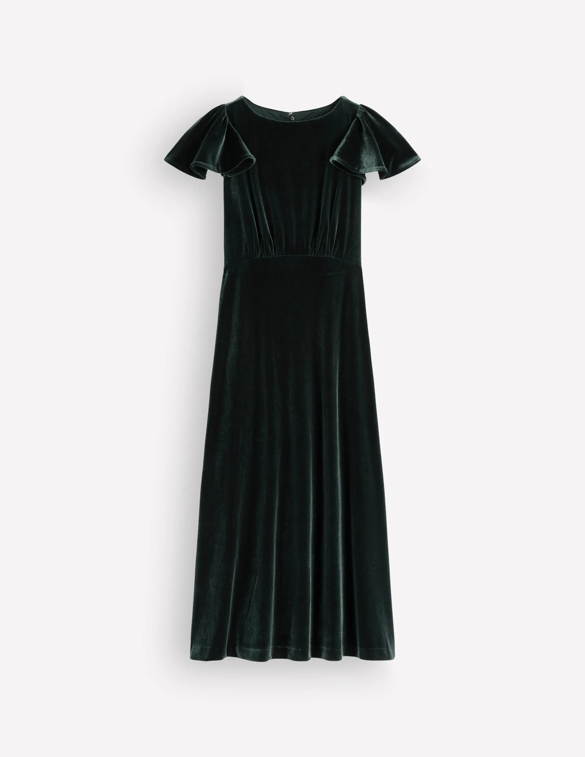 Draped Sleeve Velvet Dress-Scarab - 1