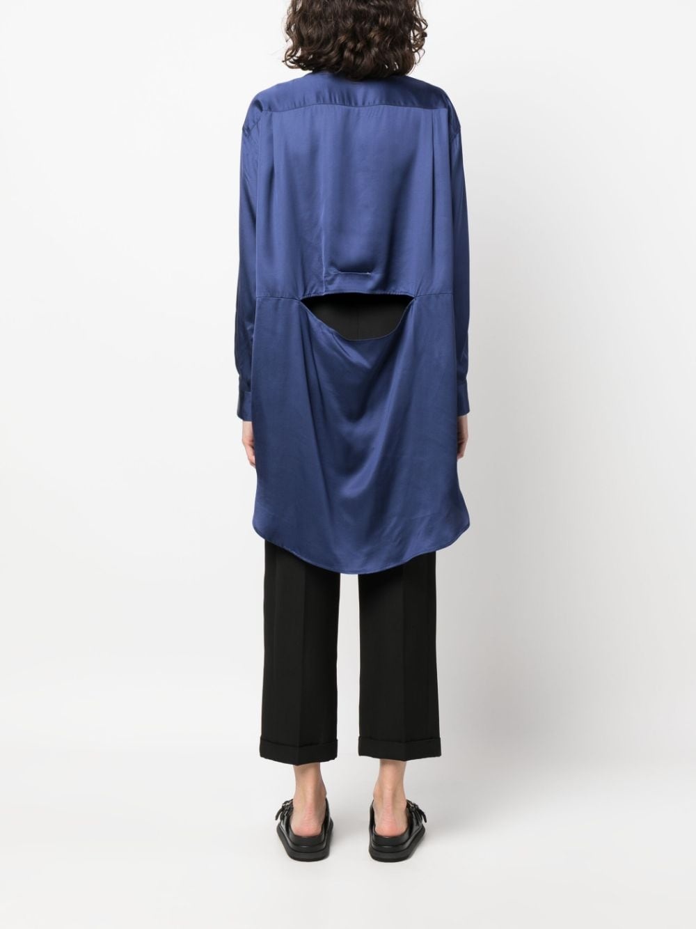 oversized cut-out satin shirt - 4