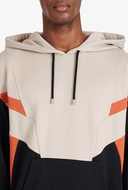 Ivory, black and dark orange cotton sweatshirt - 6
