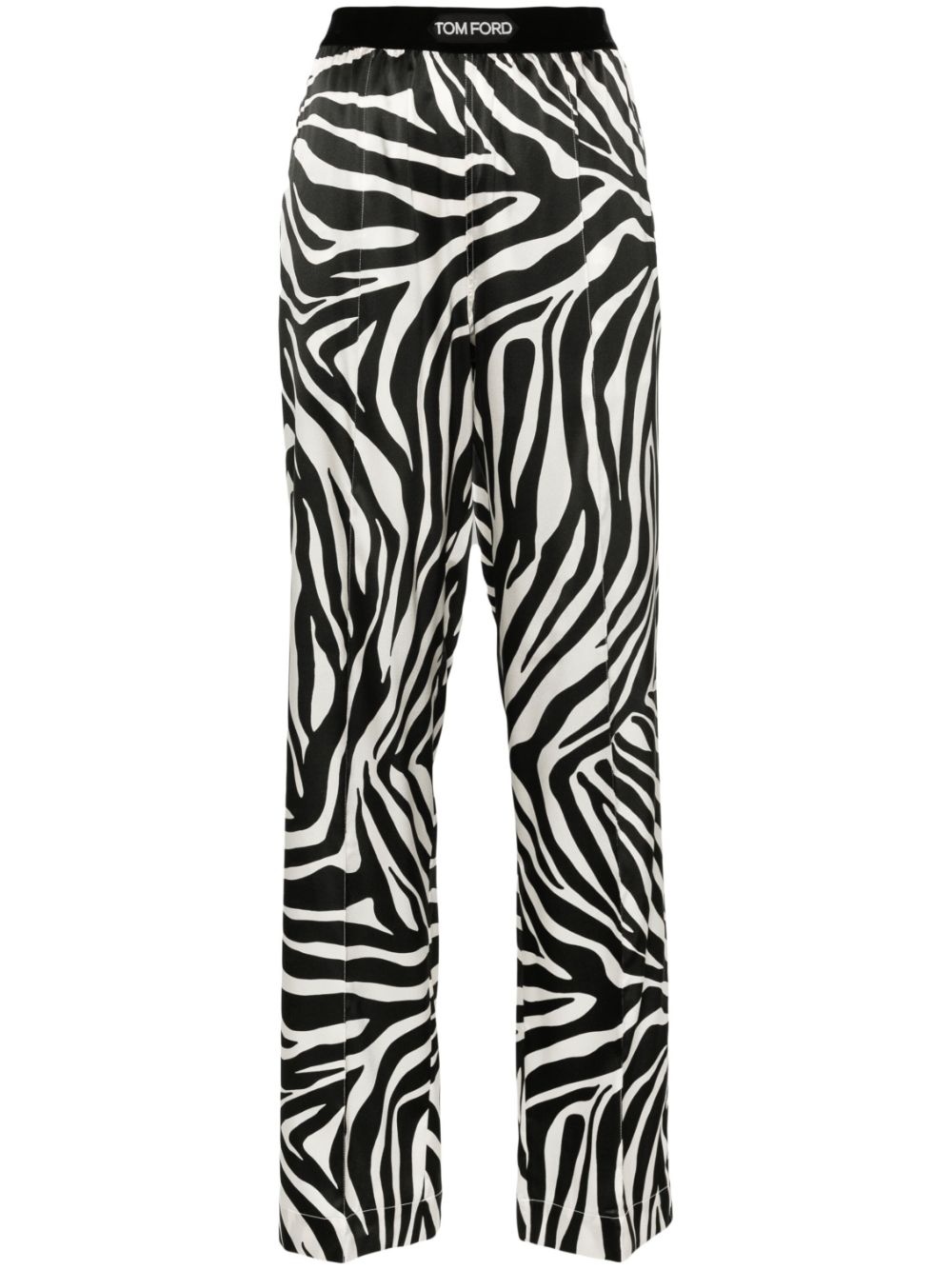 zebra-print silk trousers - 1