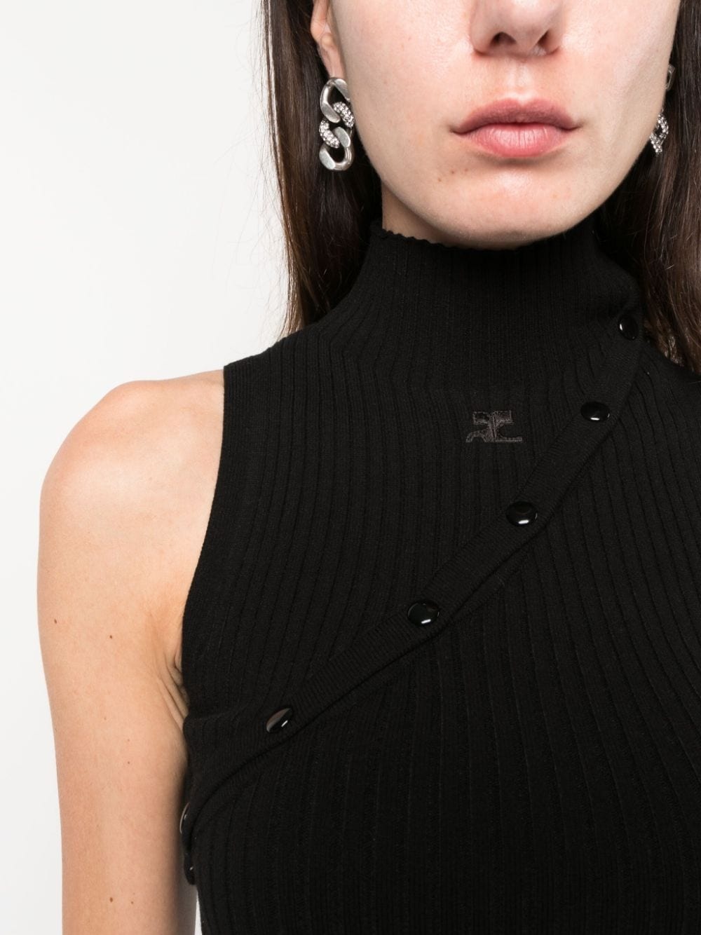 logo-embroidered ribbed tank top - 5