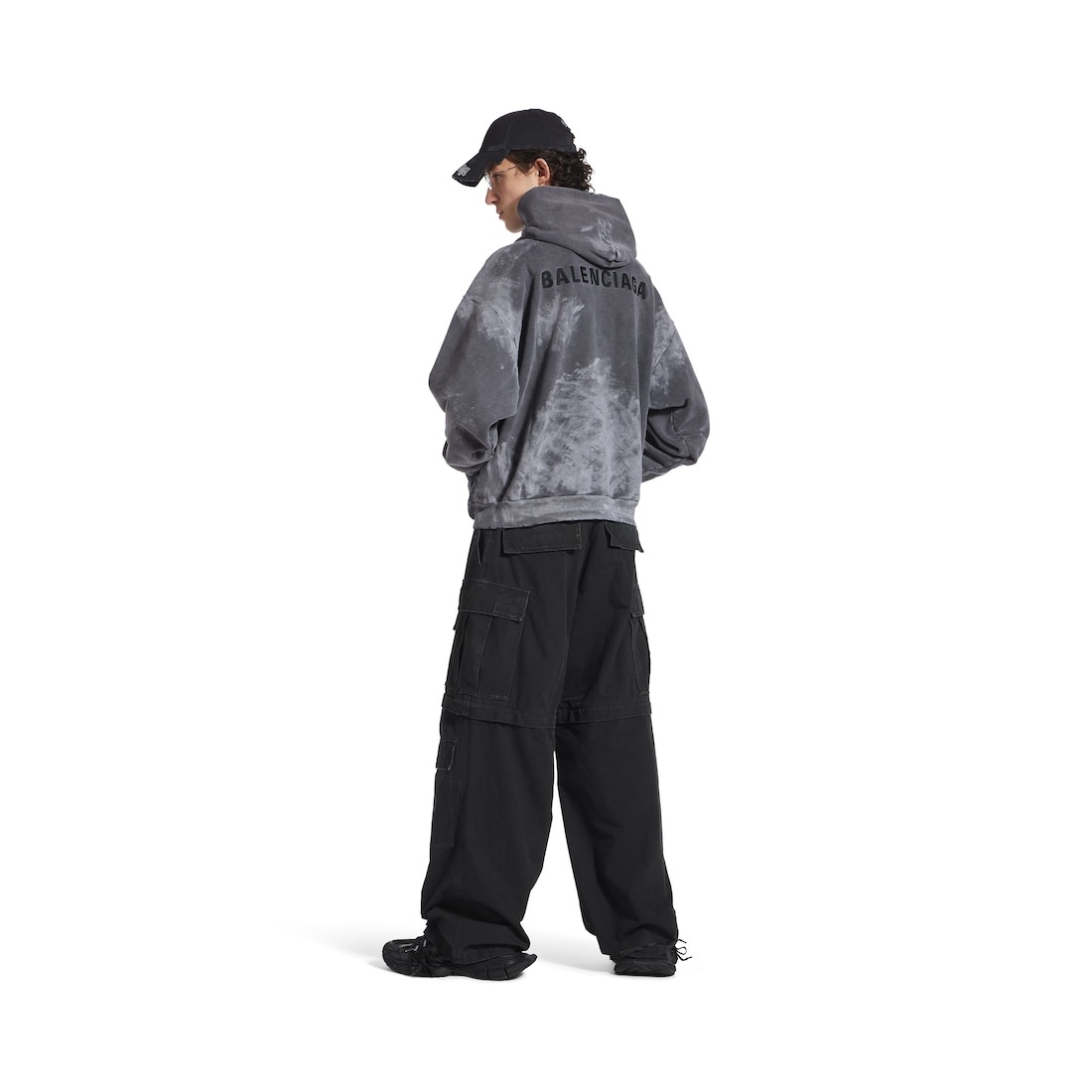 Men's Balenciaga Back Hoodie Medium Fit in Grey - 3