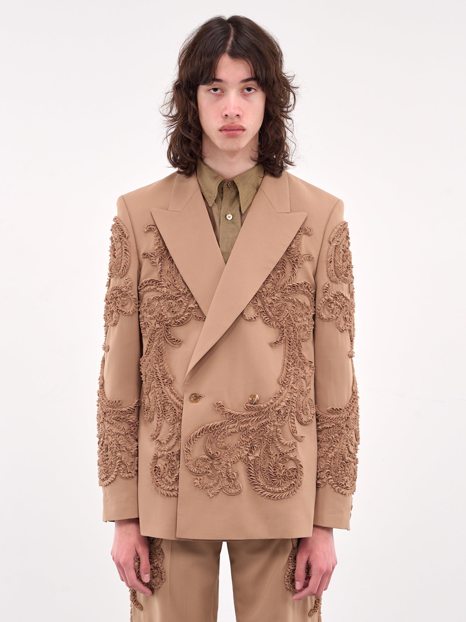 Appliqué Double-Breasted Blazer - 1