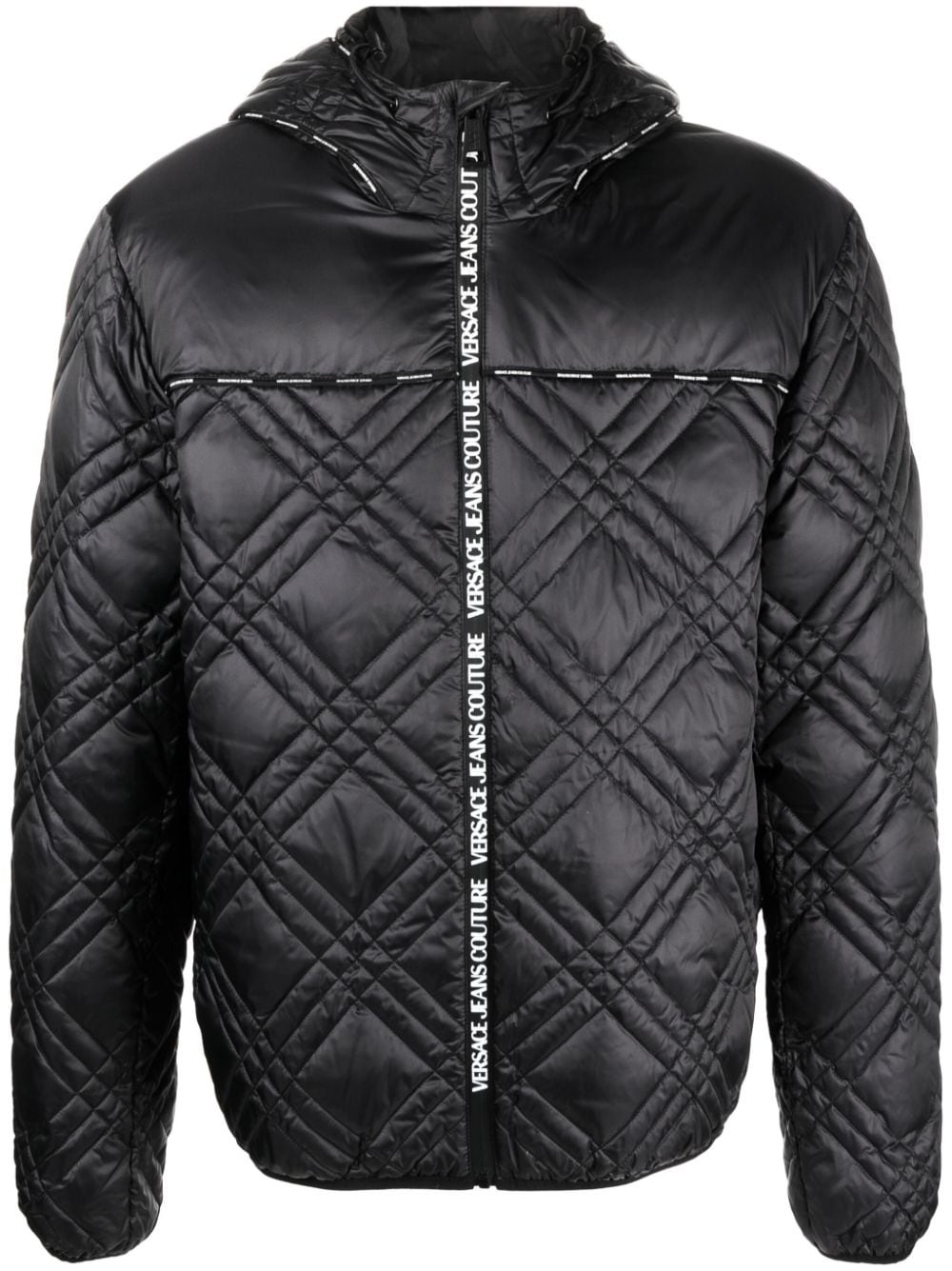 logo-strap quilted coat - 1