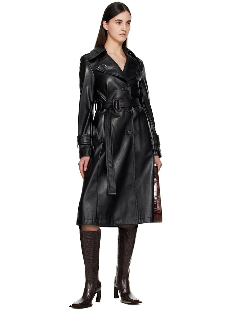 Acne Studios Black Vintage Faux-Leather Trench Coat outlook