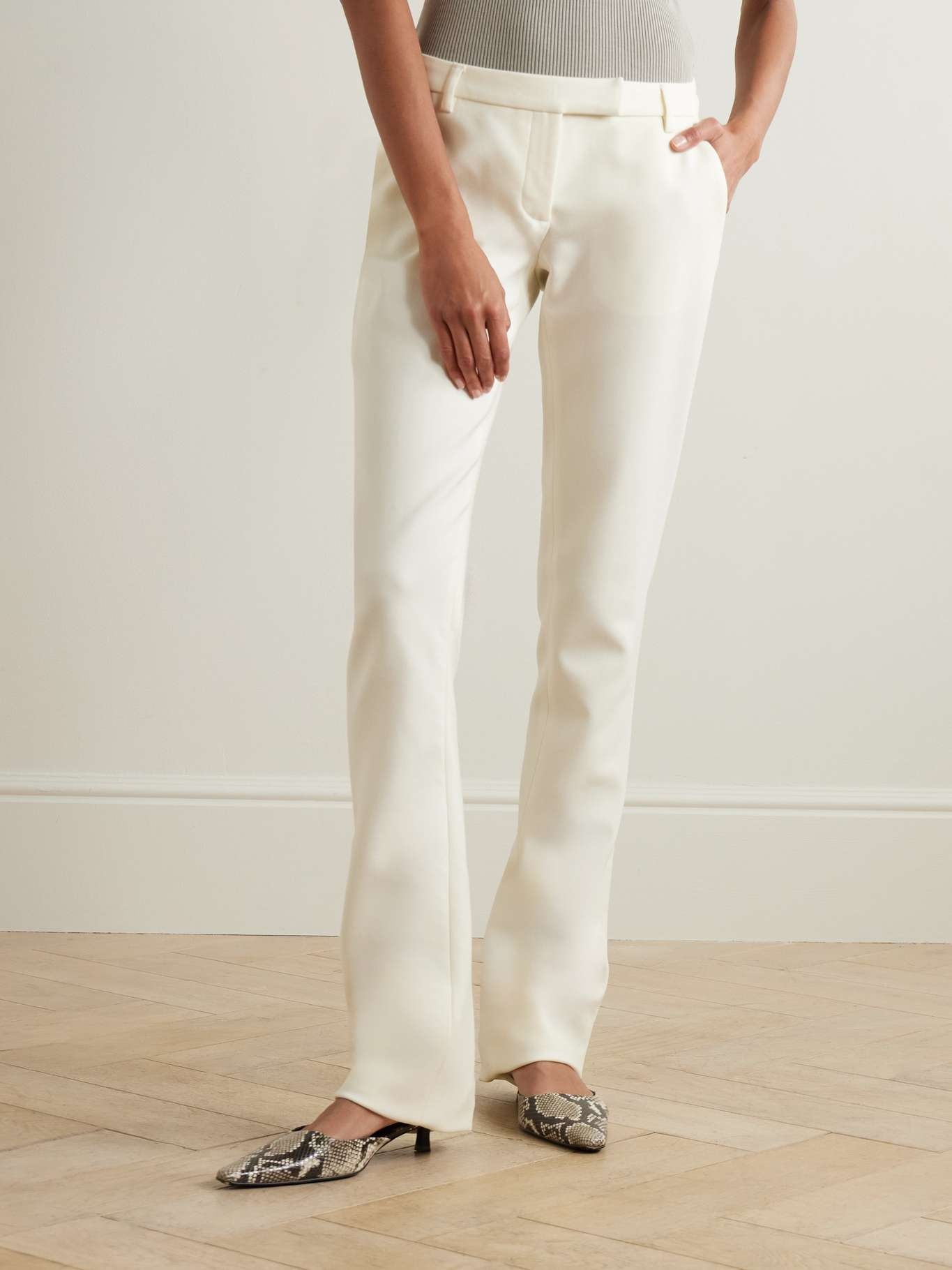 Wool-blend twill flared pants - 3