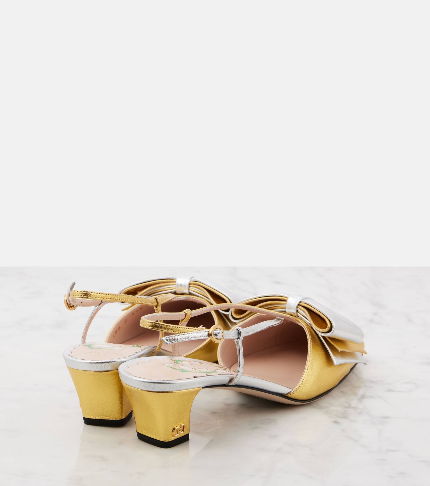 Bowow 45 metallic leather slingback pumps - 2