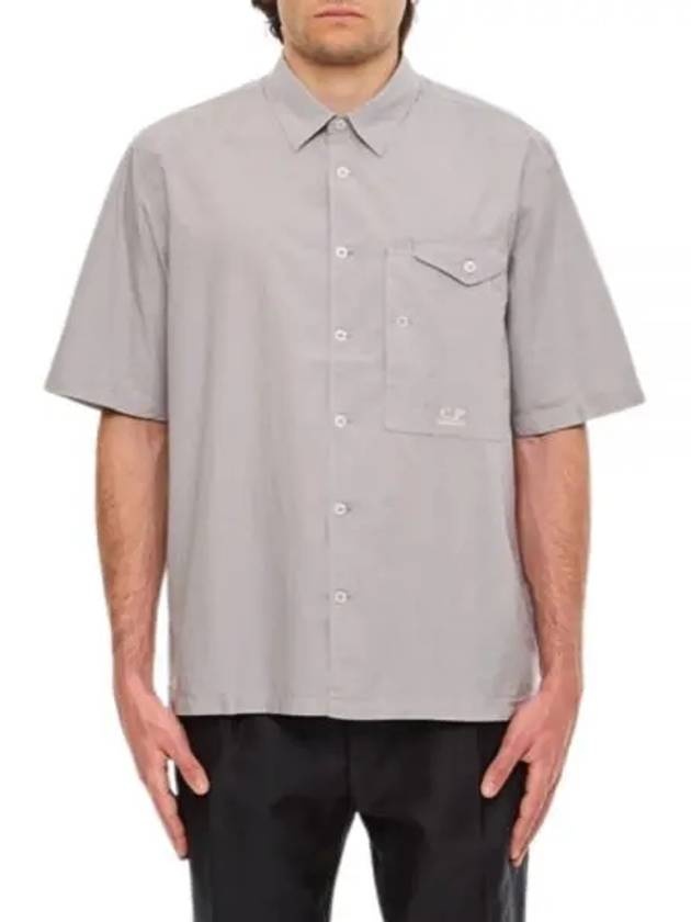 Cotton Popeline Short Sleeve Shirt Grey - 2