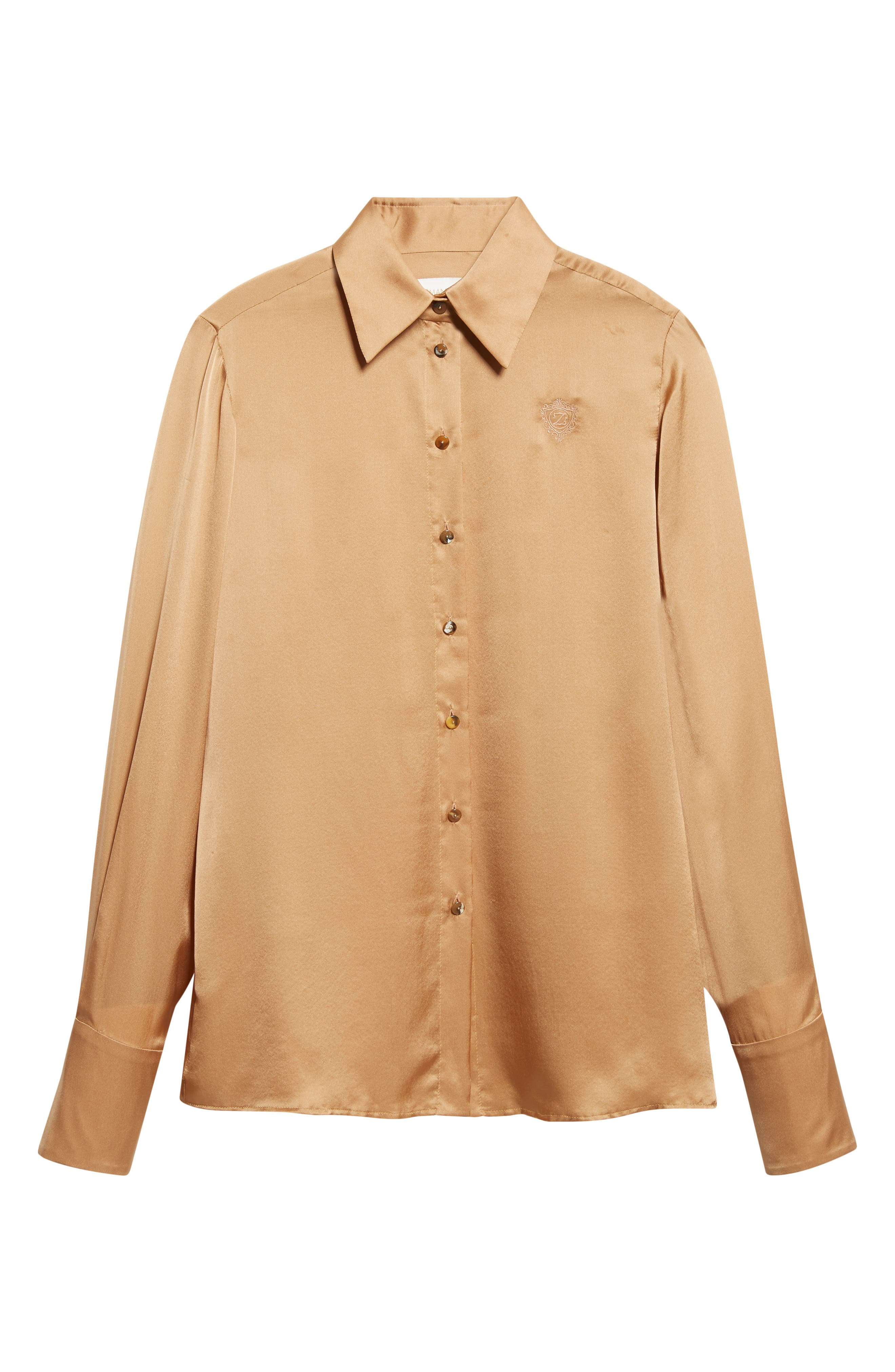 Zimmermann Hypnotic Silk Button-Up Shirt in Biscuit at Nordstrom - 6
