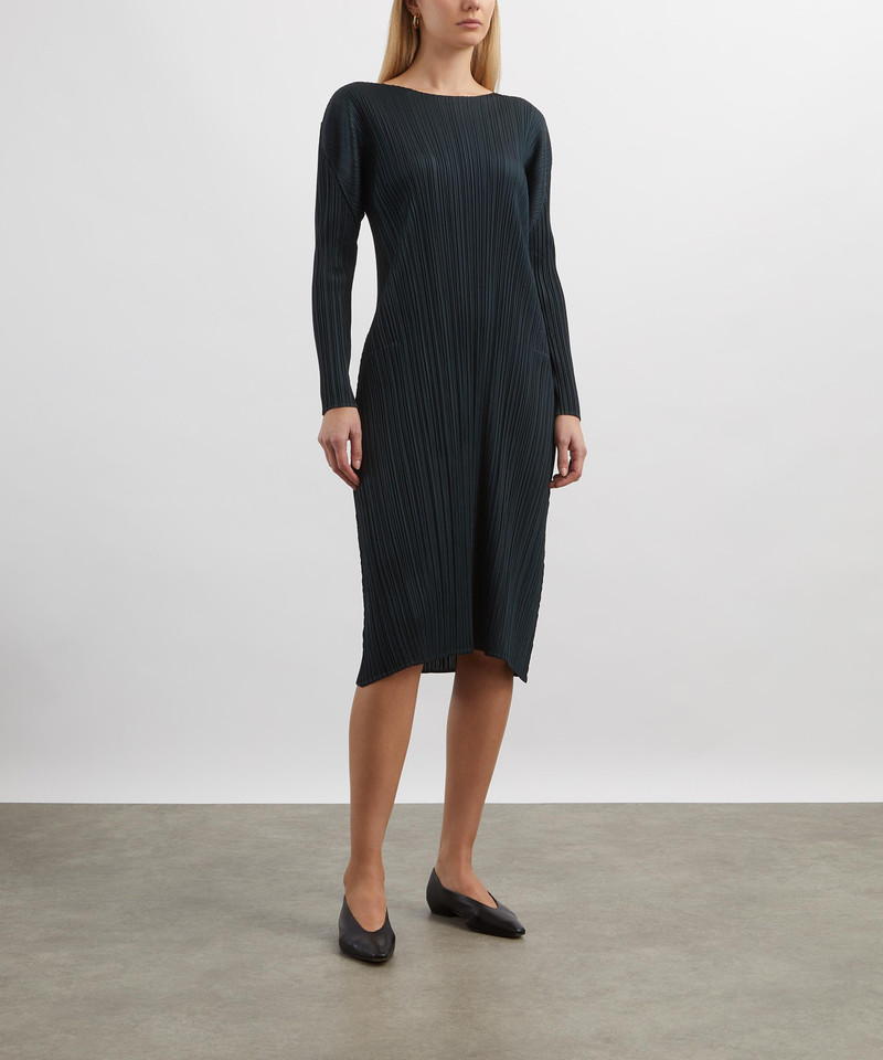 Pleats Please Issey Miyake MONTHLY COLOURS: NOVEMBER Charcoal Pleated Midi Dress outlook