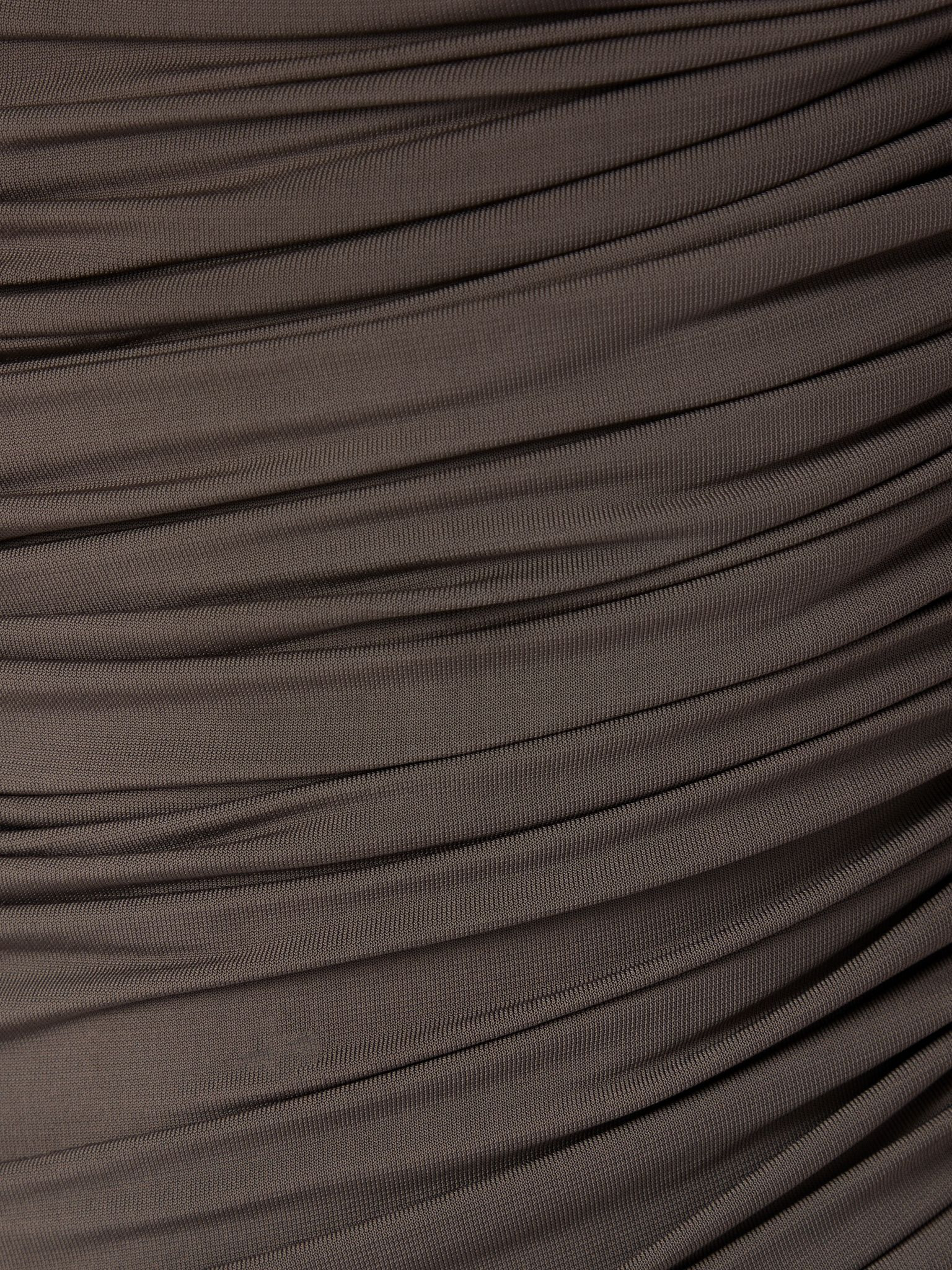One-shoulder draped stretch-jersey midi dress Taupe - 4