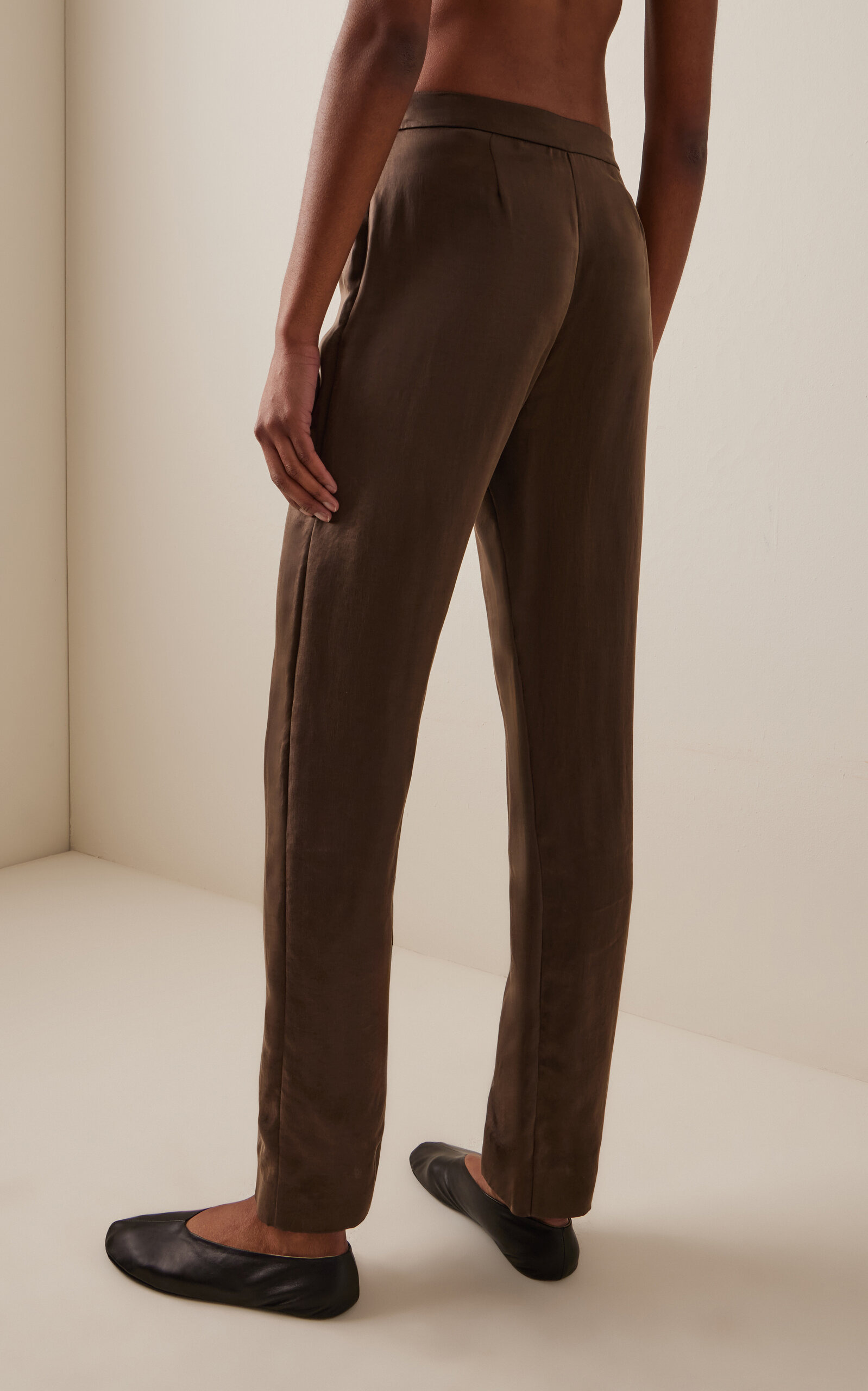 Miros Cupro Straight-Leg Pants brown - 4