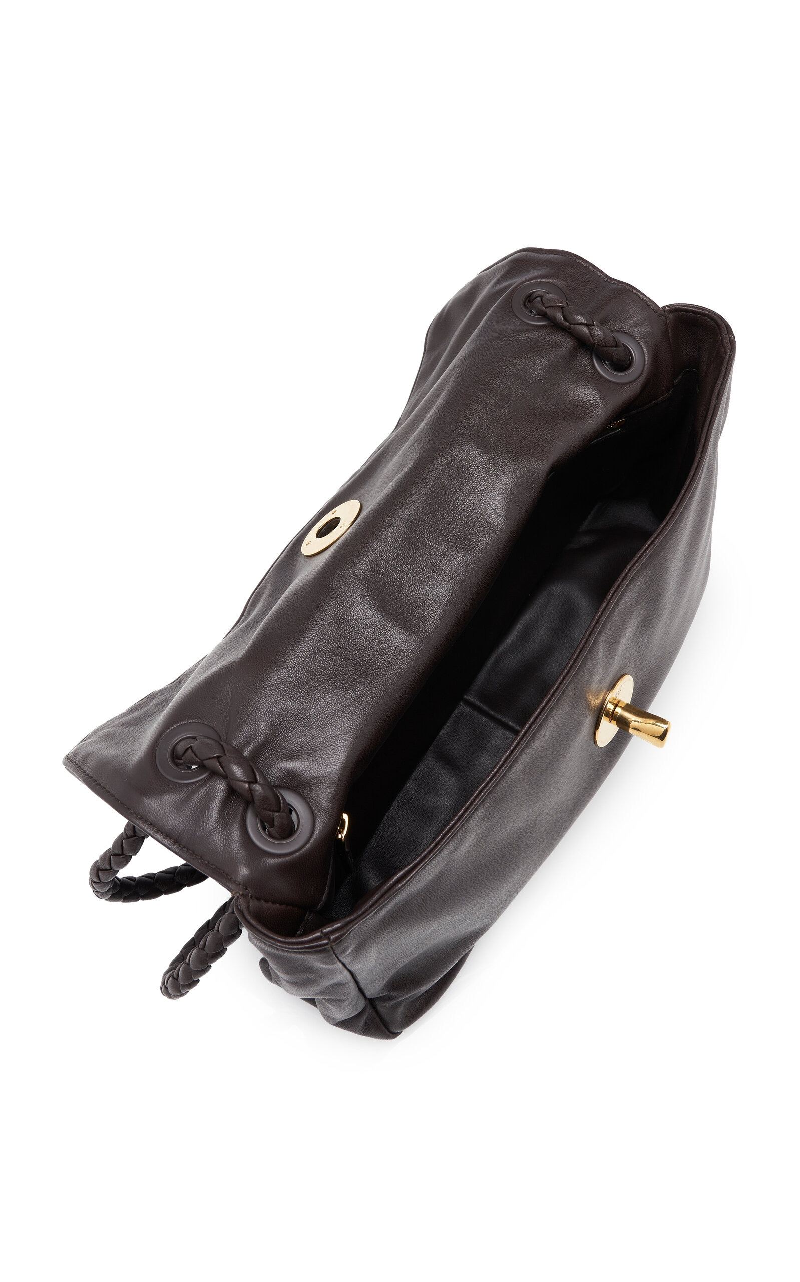 Knot Lock Leather Shoulder Bag brown - 5