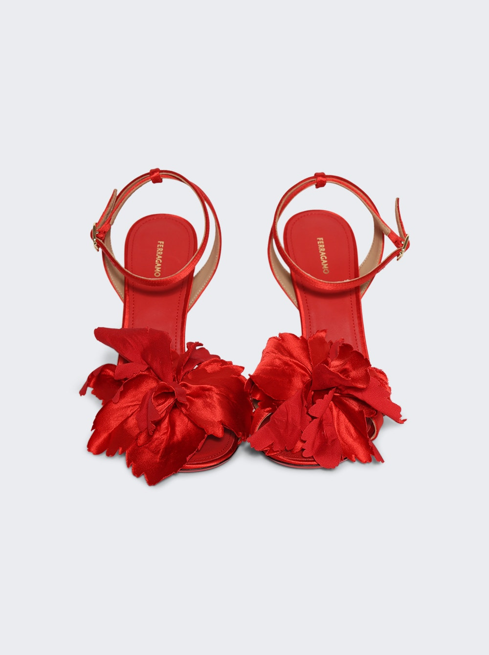 Flower Embellished High Heel Sandal Flame Red - 3