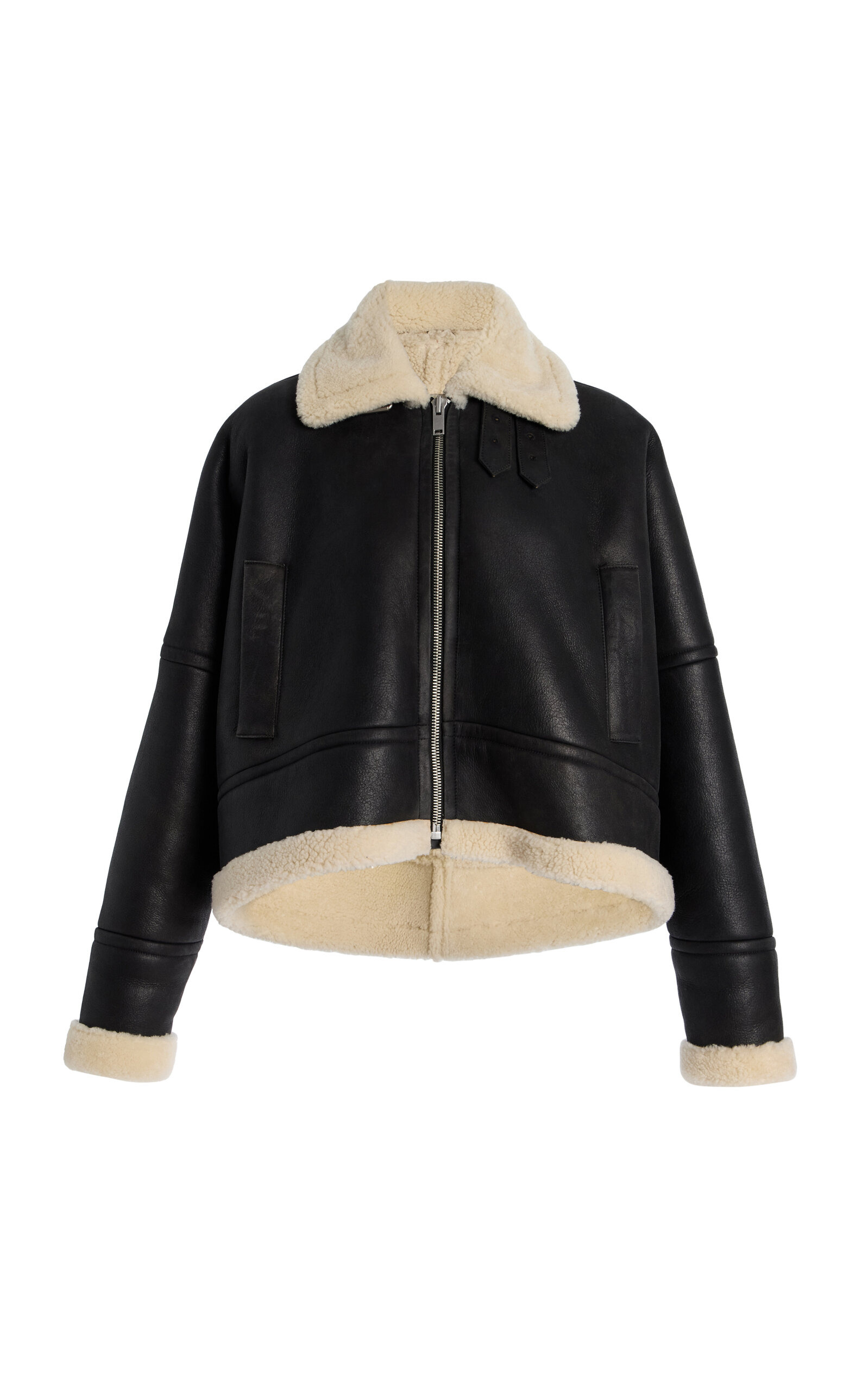 Alya Merino Shearling Jacket black/white - 1