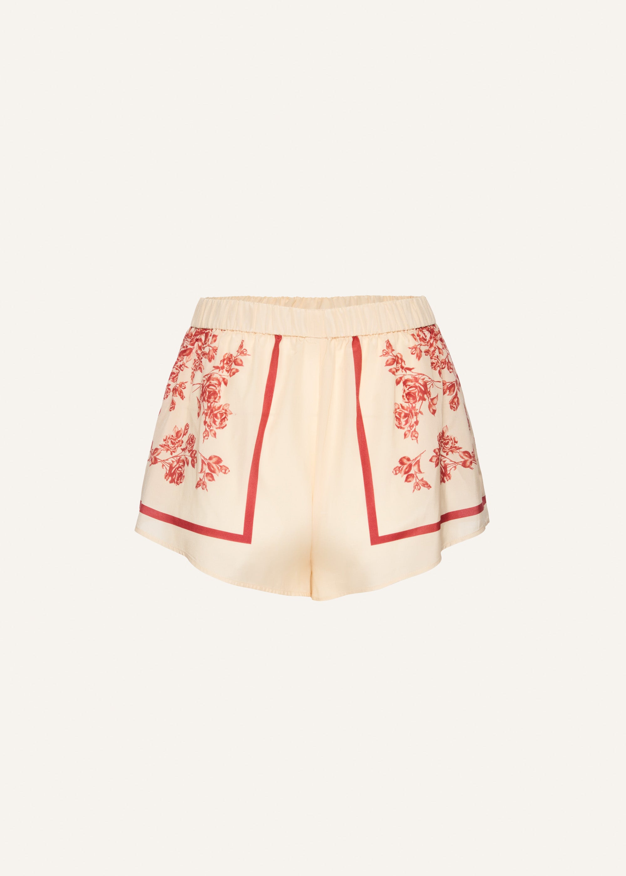 Silk scarf floral print shorts in beige - 2