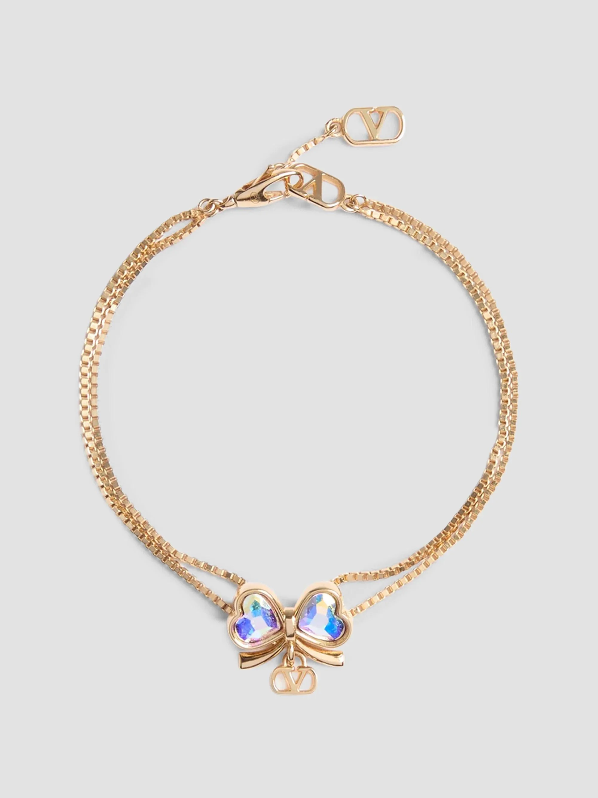 Women's VLogo Floc Bracelet in Metal and Crystals - Gold Multicolor - 1