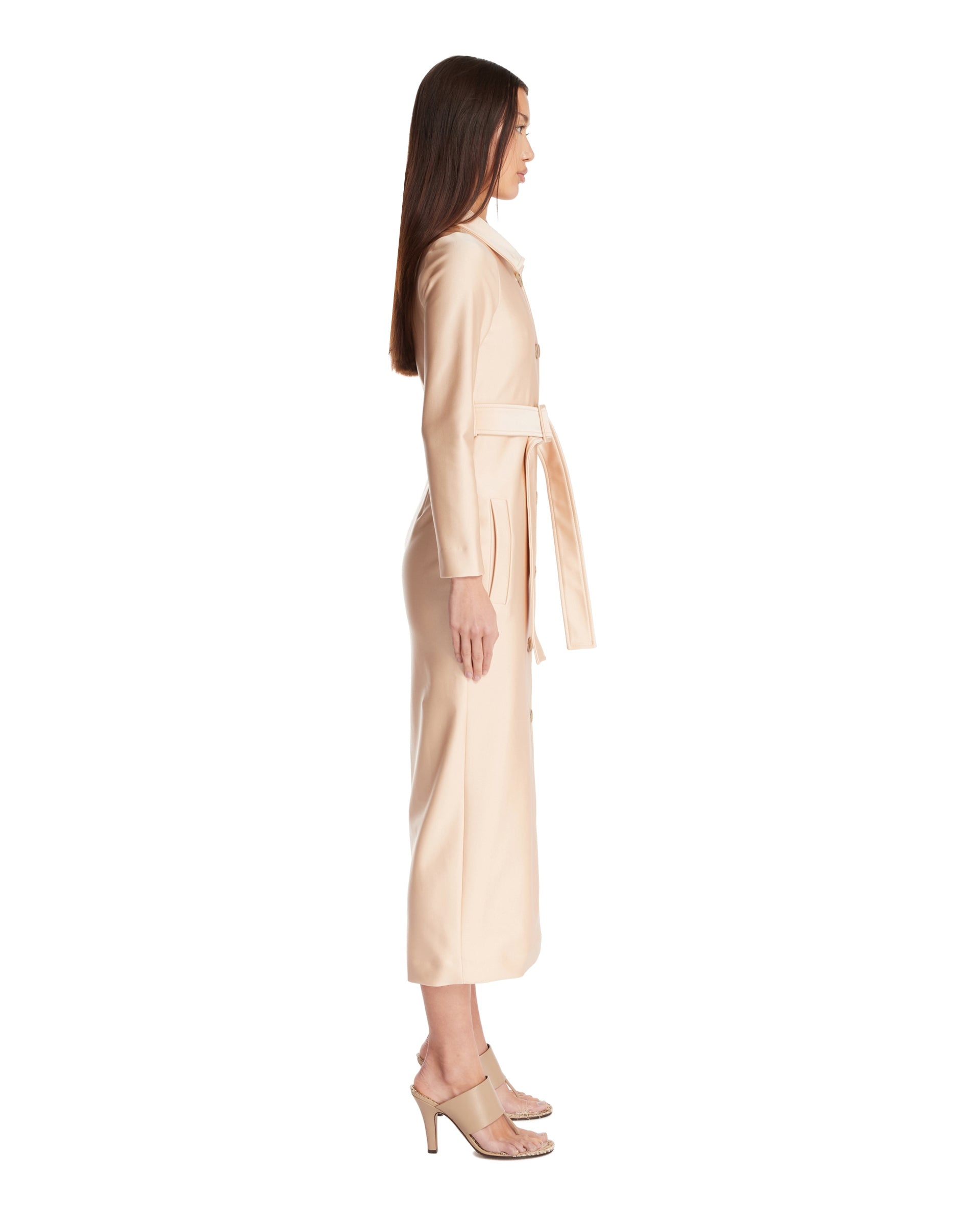Beige Midi Trench Dress - 5