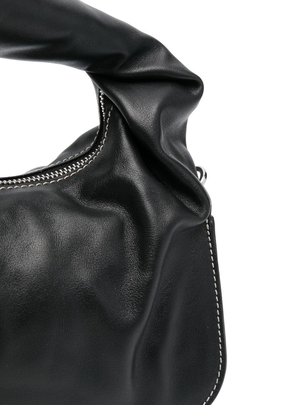 contrast-stitching leather tote bag - 4