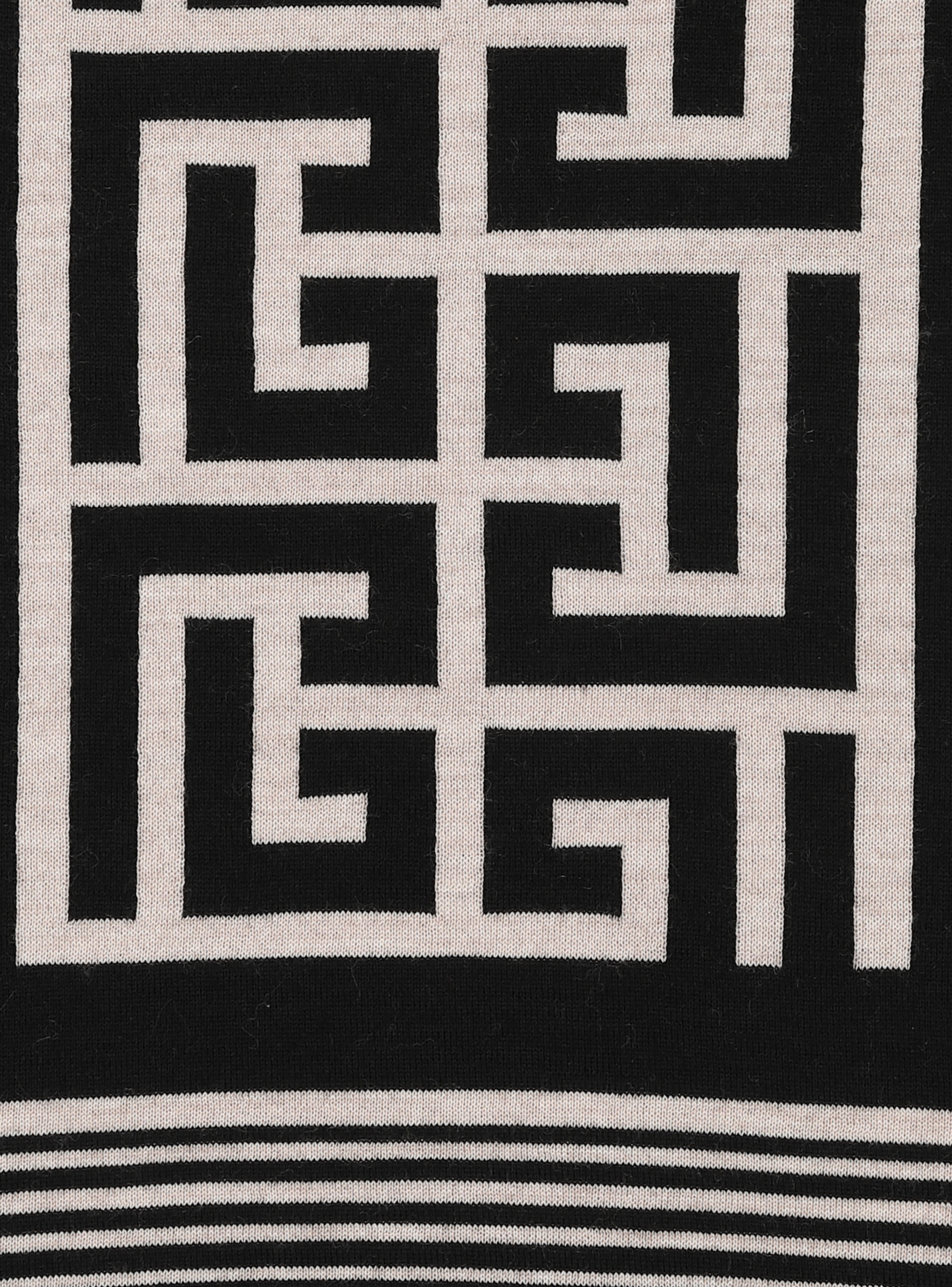 Wool scarf with Balmain monogram pattern - 3