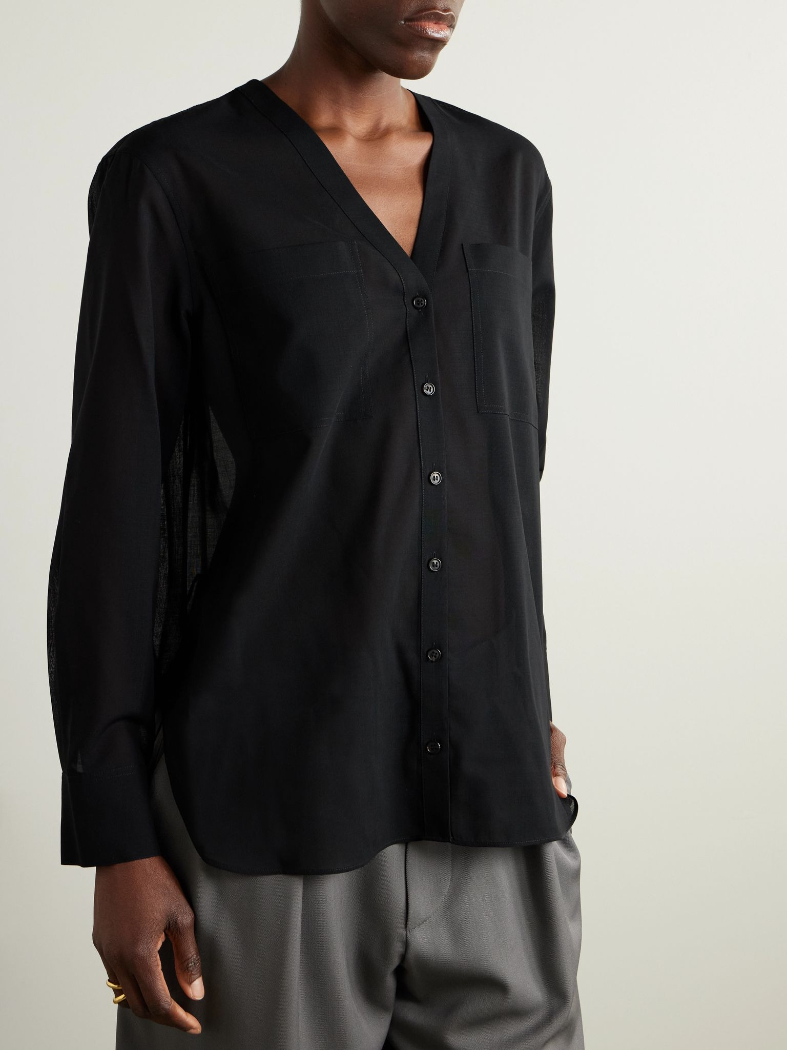 Wool-blend blouse Black - 3