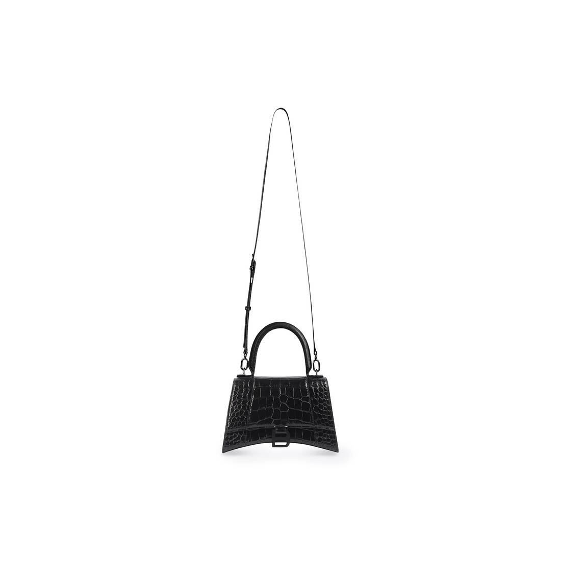 Women's Hourglass Xs Handbag Crocodile Embossed in Black - 5